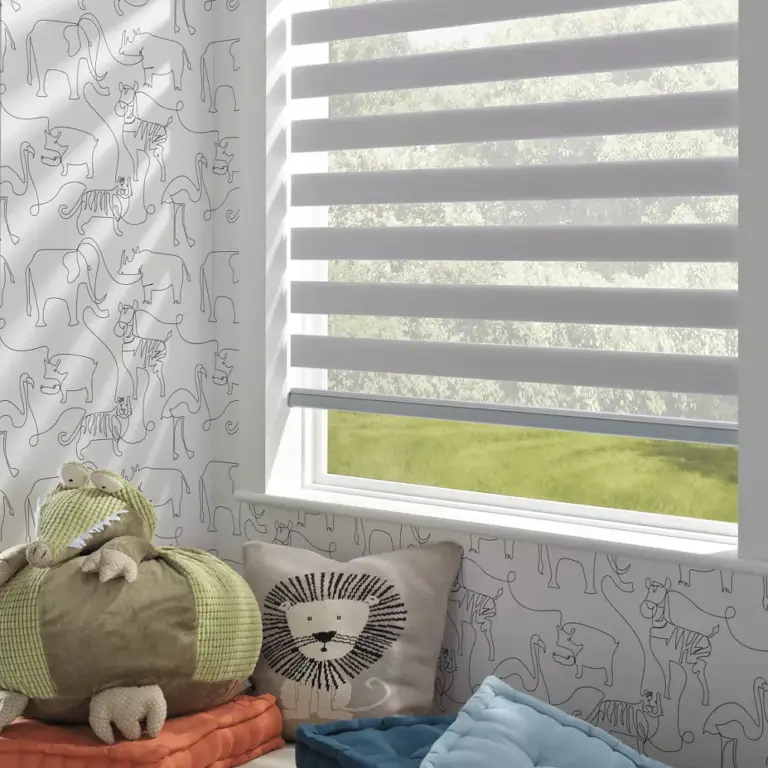 Layered shades in a child's bedroom