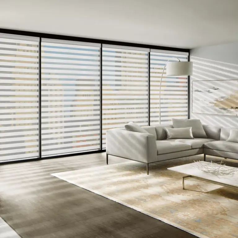 designer banded shades in white