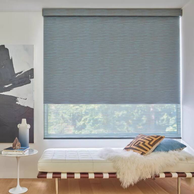 Blue custom roller shade